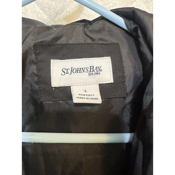St. John's Bay Black Hooded Puffer Jacket Women's Size Large - Picture 3 of 5